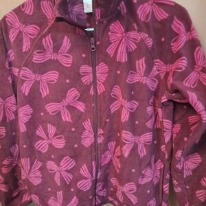 Wonder Nation Maroon Jacket with Pink Bow Design